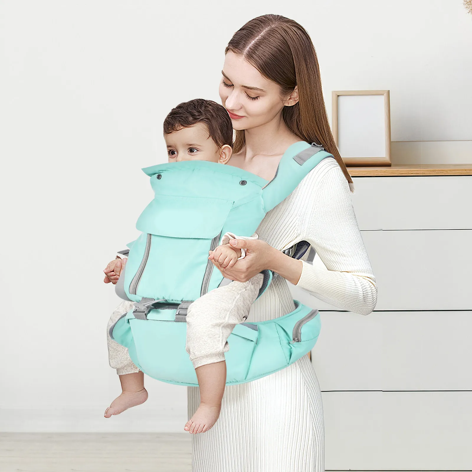 

Adjustable Baby Carrier Cotton Waist Stool For Newborn Infant All Season Carry Front Back Side Multi-Functional Sling Baby