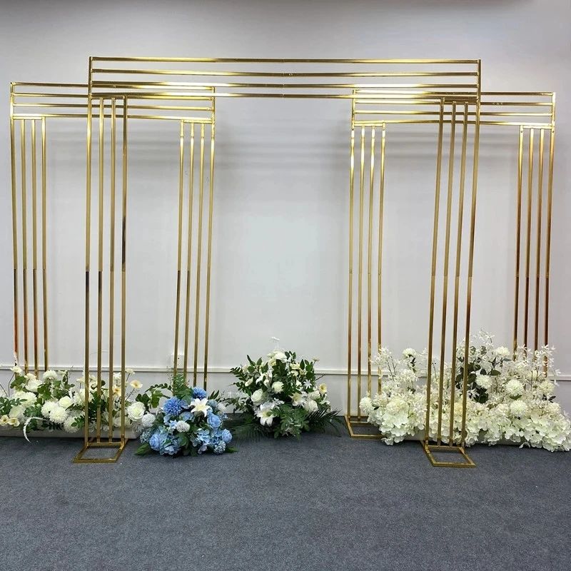 

arch Gilded Shelf Wrought Iron Screen Arches Gold Plated Frame Wedding Backdrop Decor Props Geometry Artificial Flower Stand