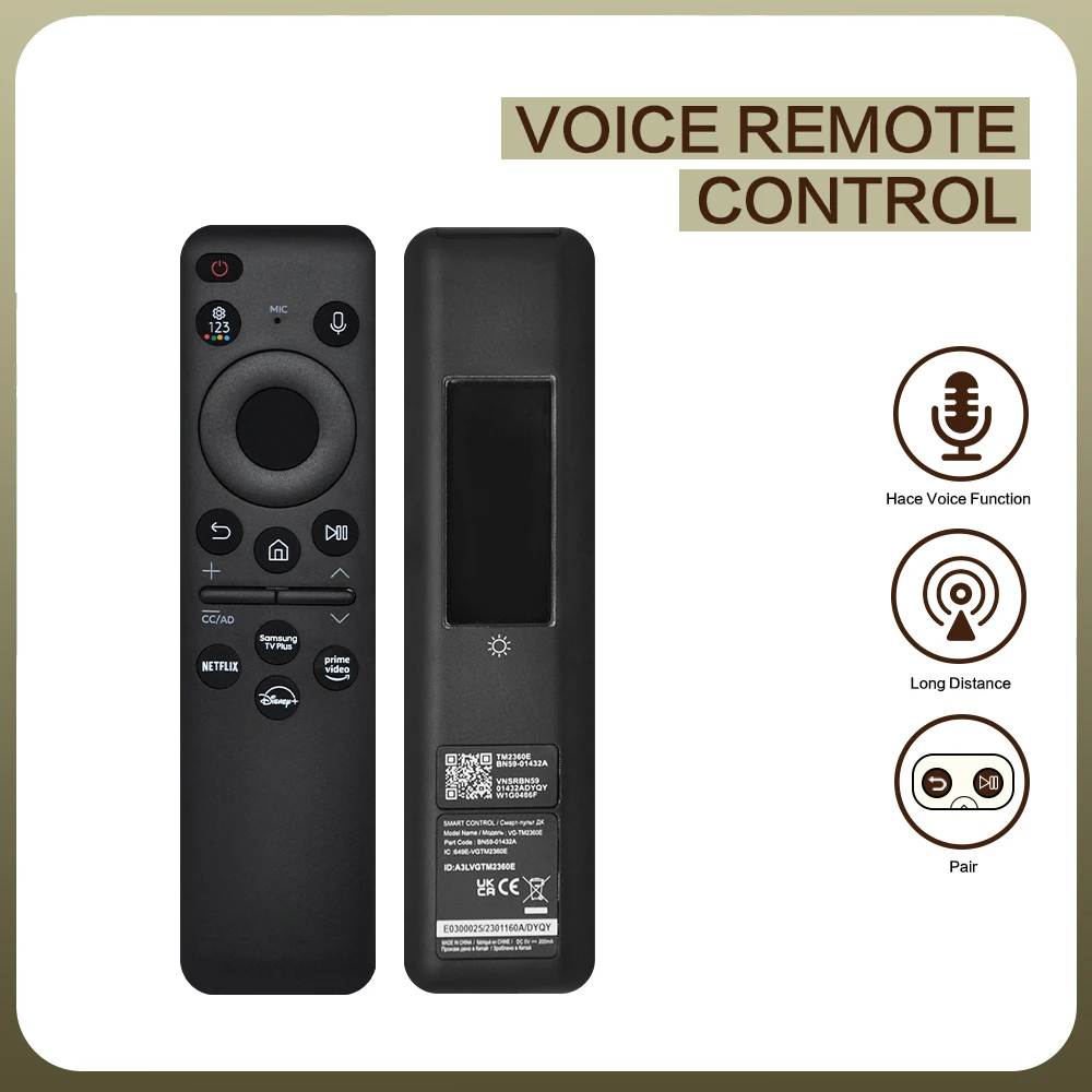 New BN59-01432A Solar Voice Remote Control Replacement Compatible with Samsung Neo QLED 8K HDR Smart TV 65QN800C 75QN800C