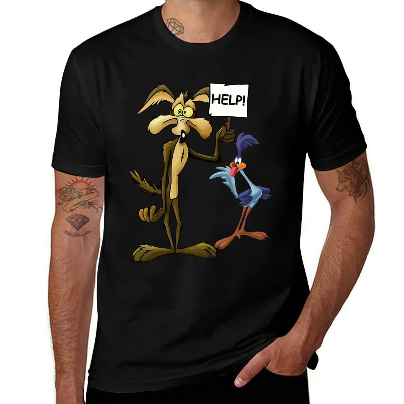 Roadrunner And El Coyote T-Shirt funny gifts T-shirts man summer shirt mens funny t shirts