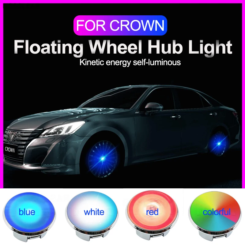 4pc Hub LED Light Floating Illumination Gold silver Car Wheel Center Caps Rim Hub Covers Emblem Logo Badge Lamp For Crown 62mm