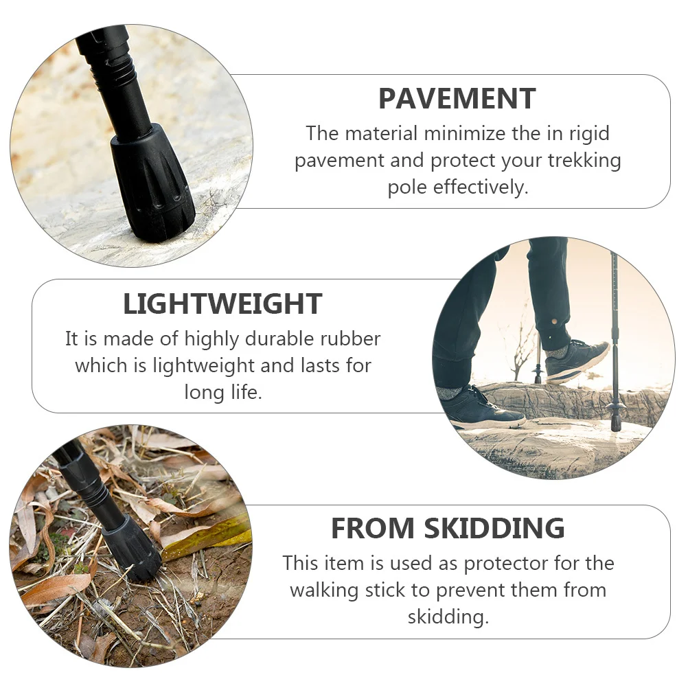 

16Pcs Rubber Trekking Pole Tip Covers Protective Walking Pole Grip Non-Slip Hiking Stick Head Cover Stick Head Cover
