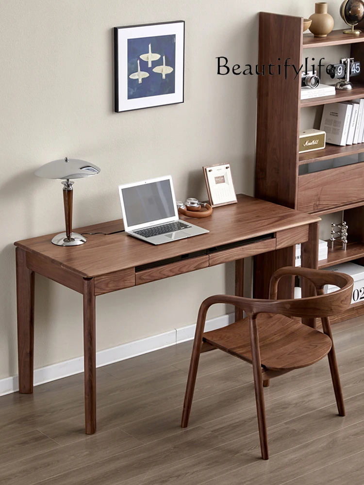 North America Black Walnut Wooden Desk Desk Simple Desk Home Study Computer