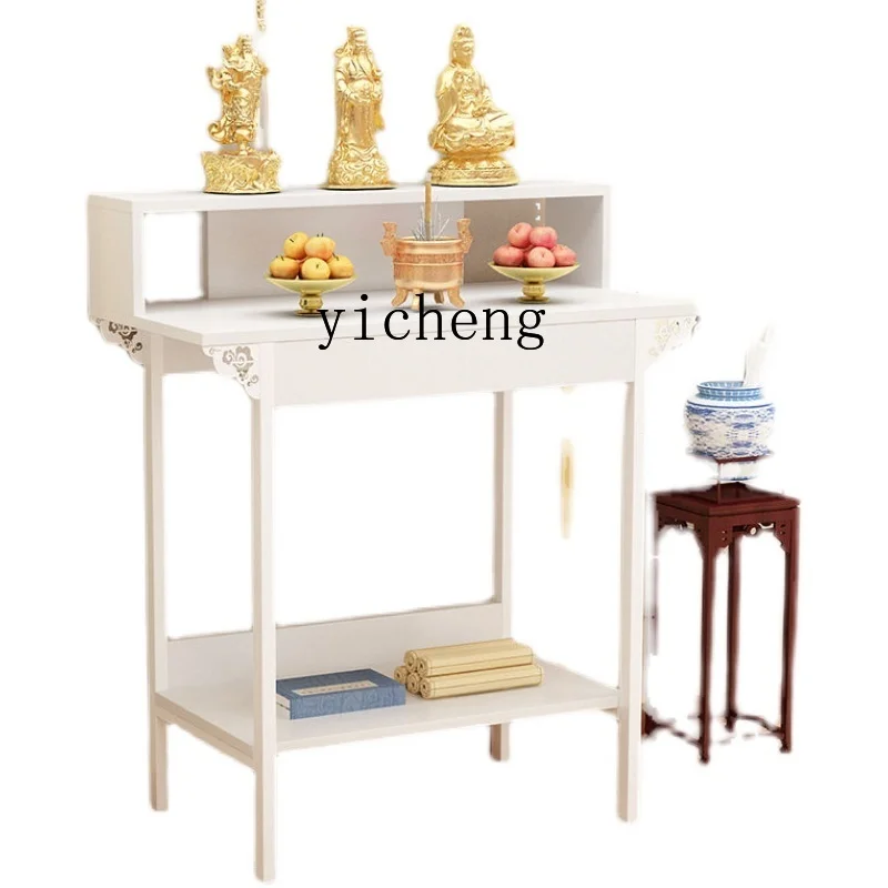 ZK Home Buddha Cabinet Altar Living Room Incense Burner Table Solid Wood Clothes Closet Buddha Table Chinese Style Buddha Statue