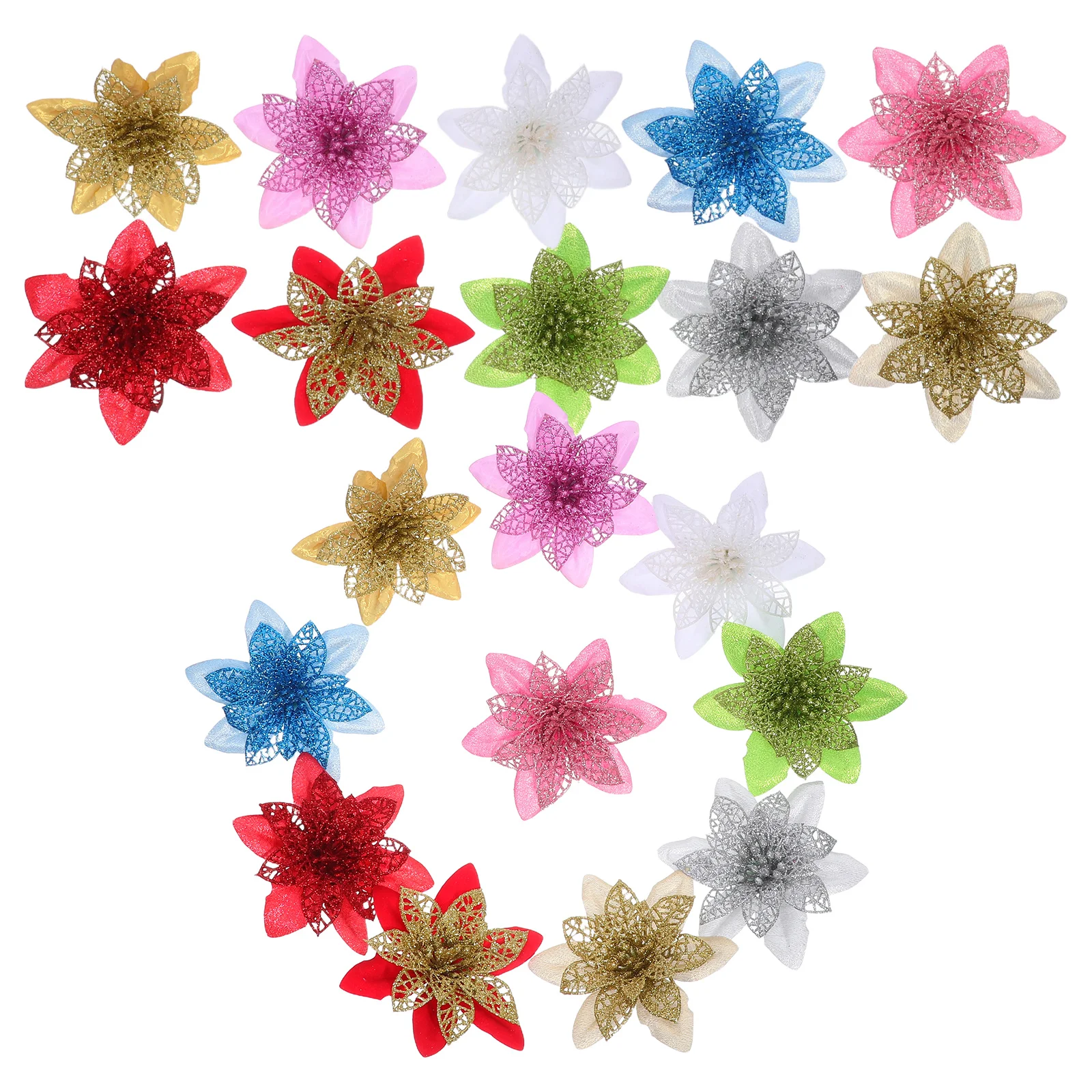 

20Pcs Artificial Flowers Christmas Decoration Realistic Xmas Tree Flowers for Wreath Room Holiday Decor Flower for Tree