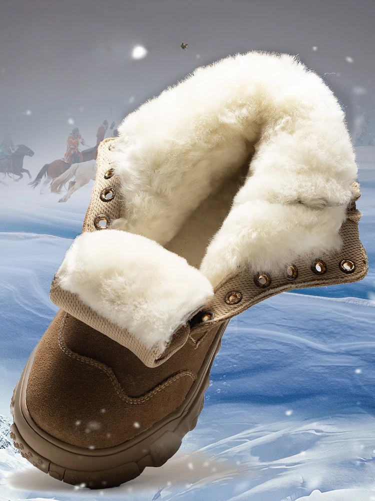 

Russian Style Men's Warm Snow Boots Thicken Fur Men's Winter Cotton Shoes Waterproof Anti-slip Outdoor Men High Top Wool Boots