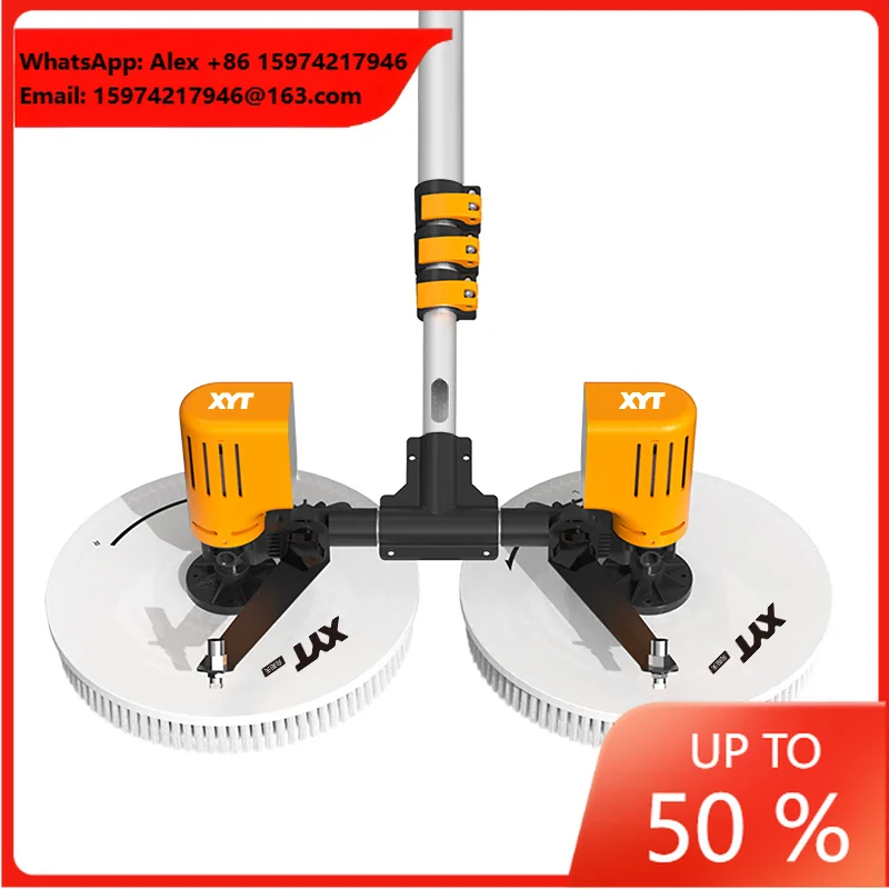 X43 XYT Electric Cleaning Brush Double Heads Brushes Telescopic Pole Water Cleaning Soft Brush For Solar Panels Cleaning