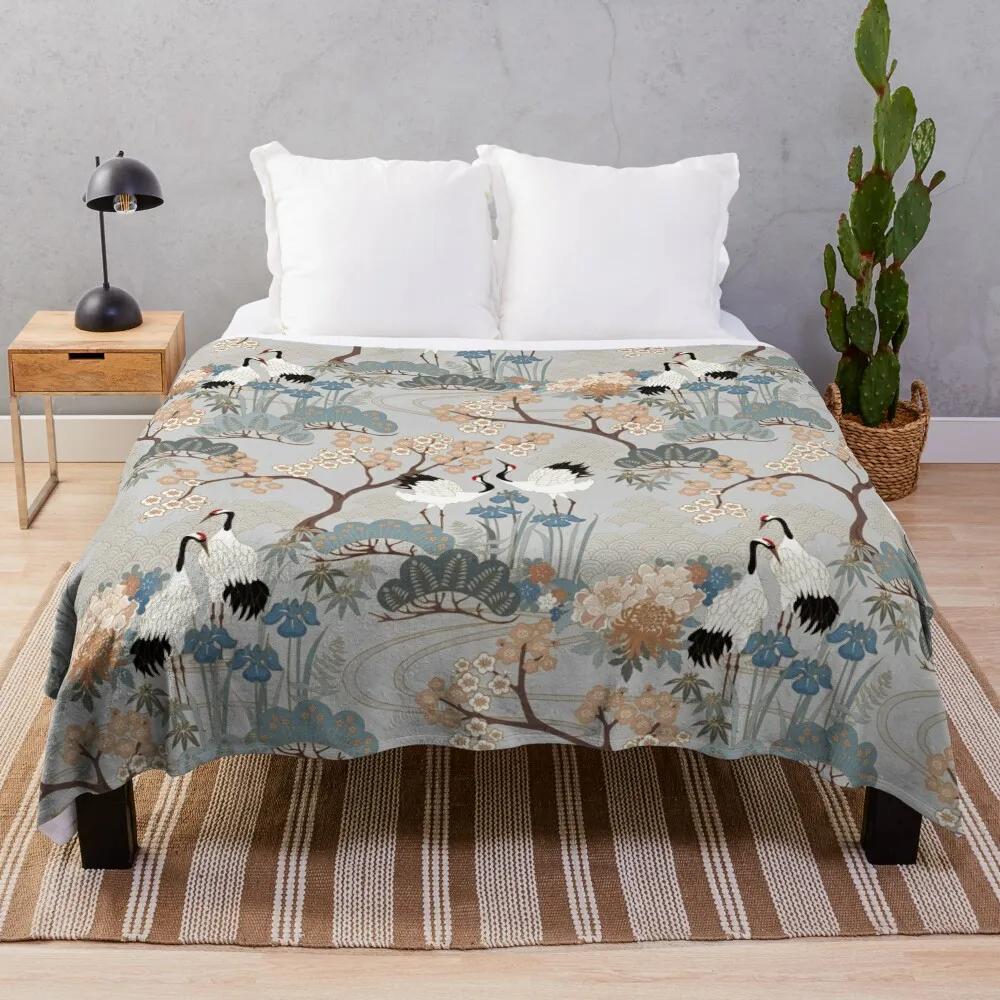 Japanese Garden Gray Throw Blanket sofa bed Kid'S Blankets