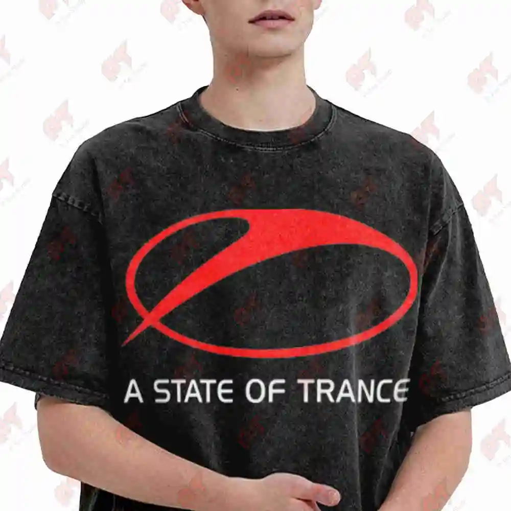 A State Of Trance Red White Vintage Washed Tee Pure Cotton T-Shirt