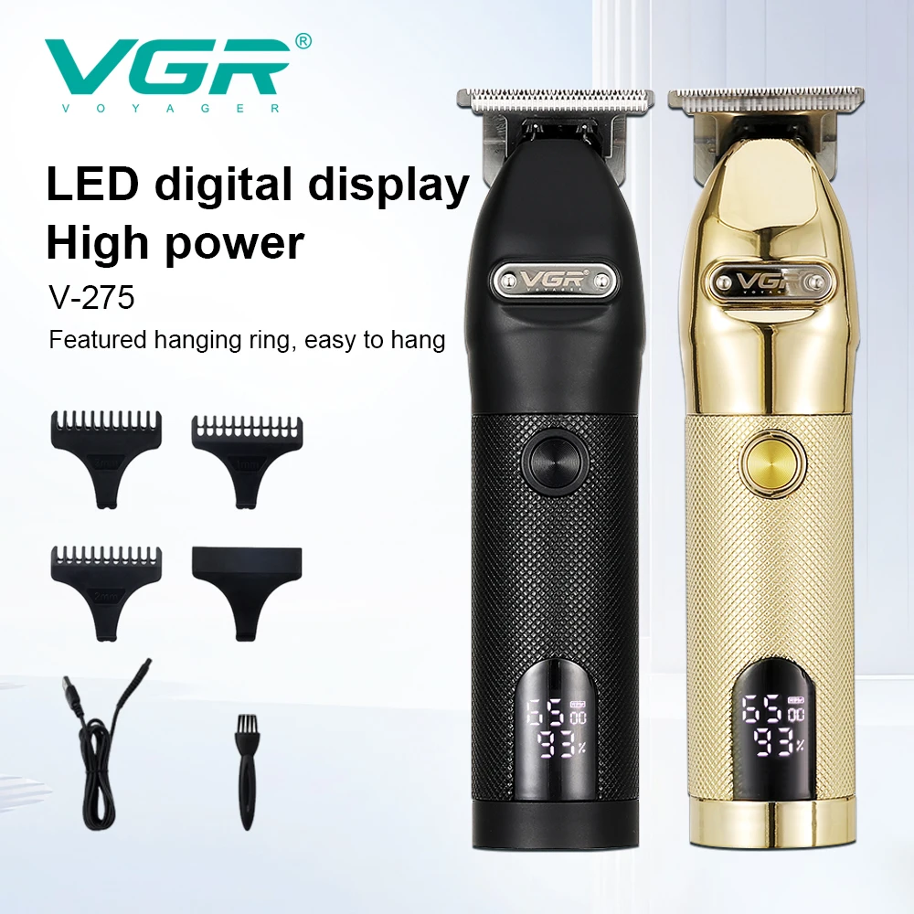 VGR 275 Electric Hair Clipper Professional Personal Care Barber Hair Trimmer Men Shaver LCD Rechargeable Metal Hair Clippers