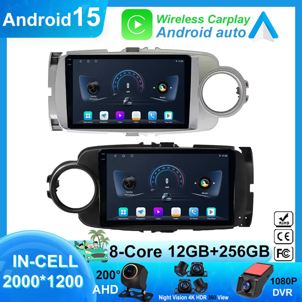 

2Din Android 14 для Toyota Yaris LHD RHD 2012-2017 авторадио мультимедиа Carplay автомобильная стереосистема DSP видео без 2Din сенсорный QLED экран