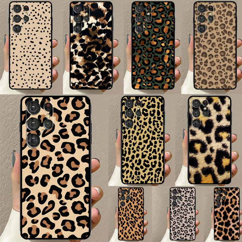 Tan Leopard Case For Samsung Galaxy S23 S20 FE S21 S22 Ultra Note 20 S8 S9 S10 Note 10 Plus Phone Coque