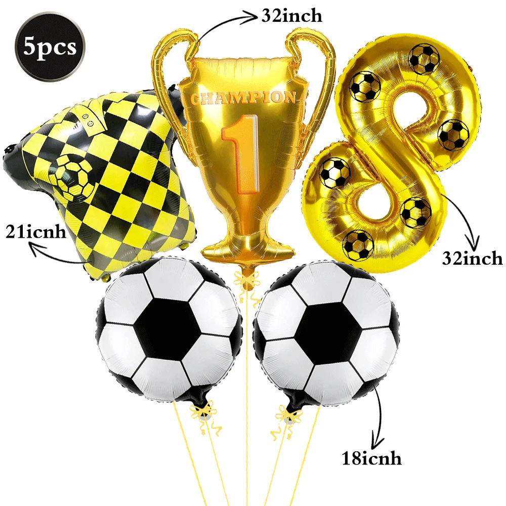 Soccer Balloons Championship Trophy Jersey Balloon 32In Golden Digit DIY Number Balloon Kids Football Birthday Party Decorations view 5