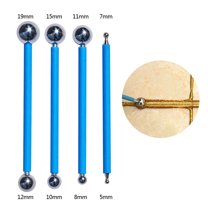 4pcs/set Double Steel Pressed Ball Ceramic Floor Grout Glue Gap Scraper Tile Grout Repairing Stick DIY Seam Tools