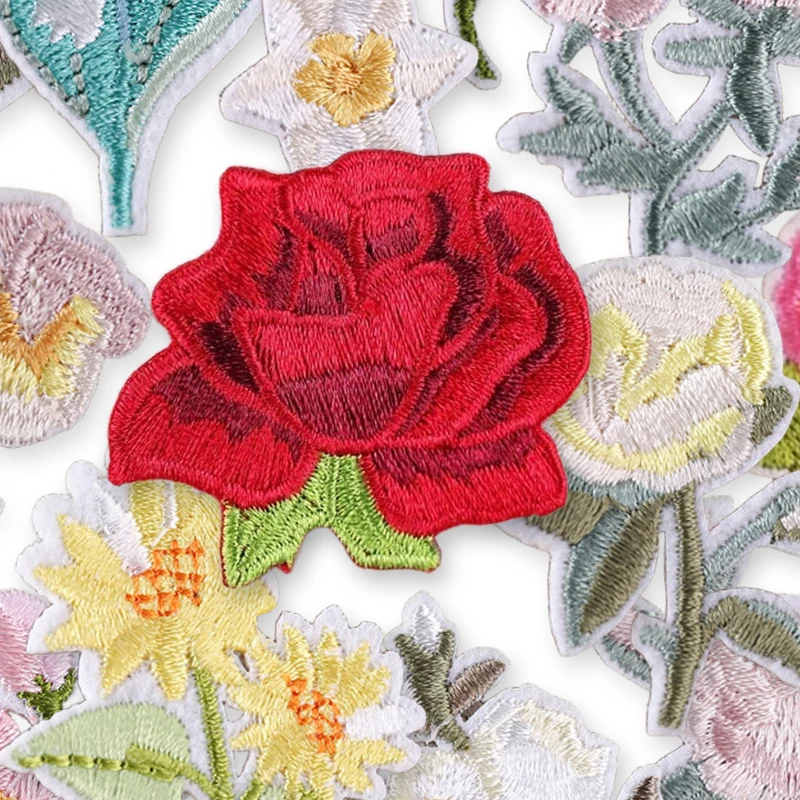 15 Stück niedliche Blumen mit Aufbügelpatches für Kleidung, bestickte Stoffaufkleber, Hut-Packung, Mädchen, Kinder, Jacke, Jeans, Lot Parches – Detail 3