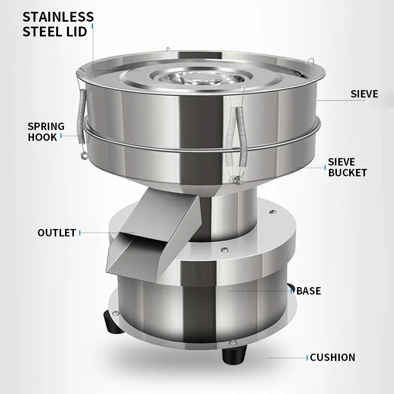 Vibrating Screen Small Stainless Steel Sieving Machine 50w Powder Sieve Chinese Medicine Flour Electric Sifting Machine TB-830
