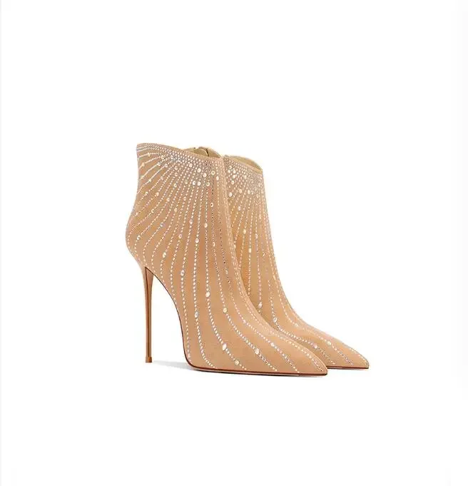 

Women's High Heels, Fashionable Street Boots, Nude Color, Banquet Shoes, 2024 Novelty