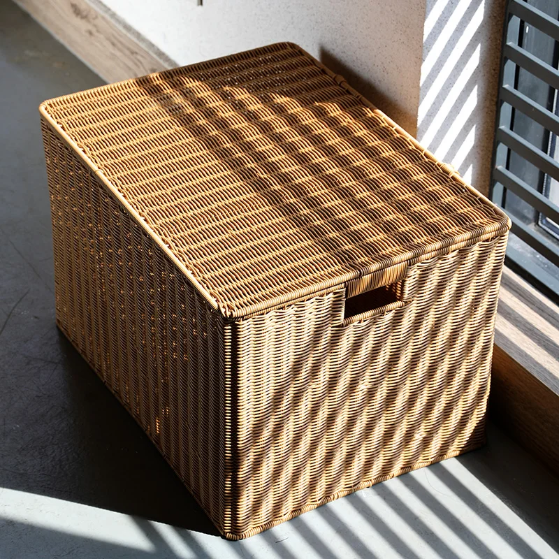 Large Size Storage Box Cover for Living Room Books Toys Organizer Japanese Style Flip Cover Plastic Storage Box Home Good