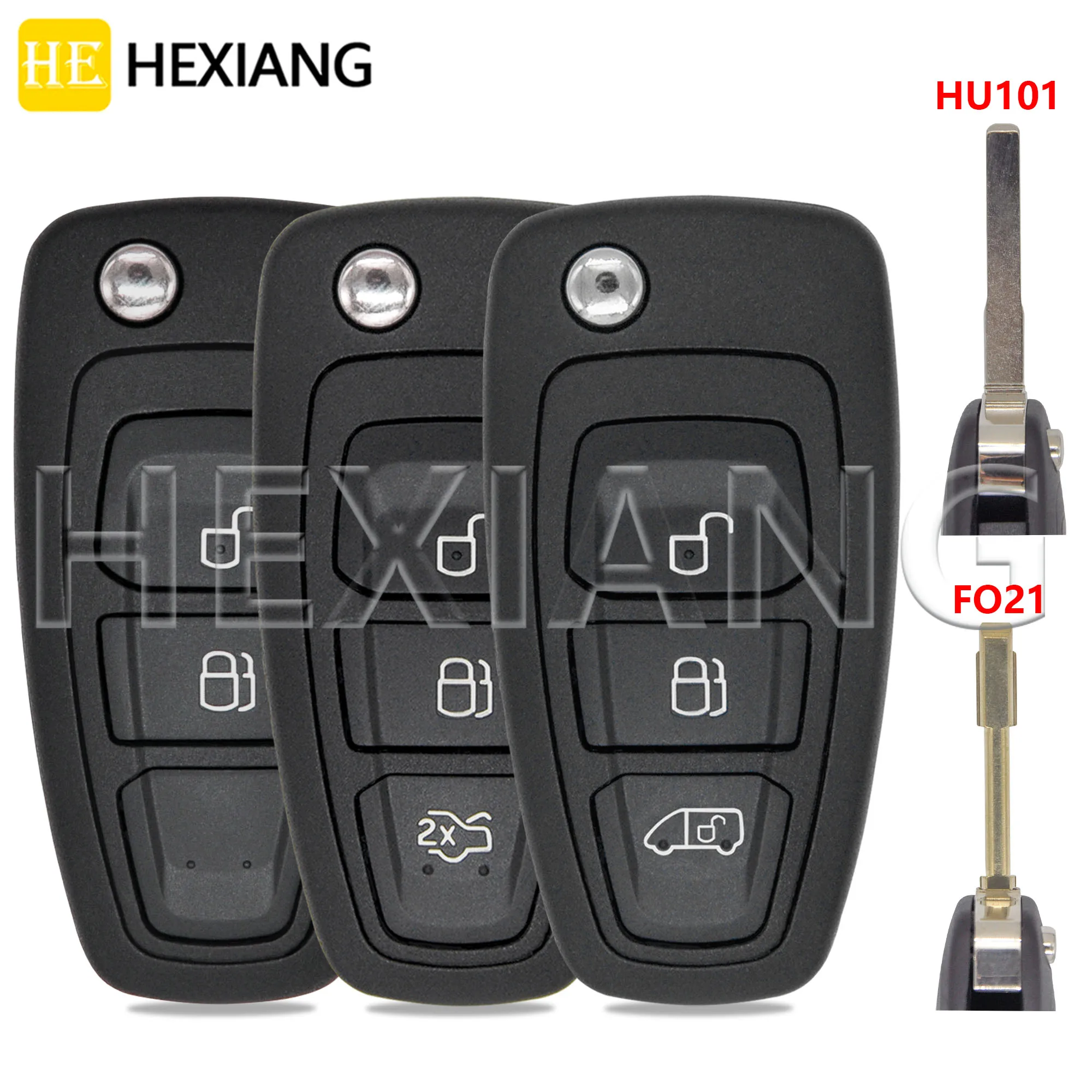 HE 2/3 Button HU101/F021 Blade Car Key Shell Case For Ford Ranger C-Max S-Max Focus Galaxy Mondeo Transit Tourneo Custom MK3 MK4