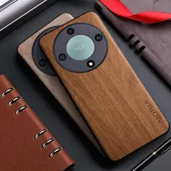 Case for Honor Magic 5 Pro Lite 10 20 50 70 90 X6 X8 X9A Pro funda bamboo wood pattern Leather back cover for honor 90 x9a case