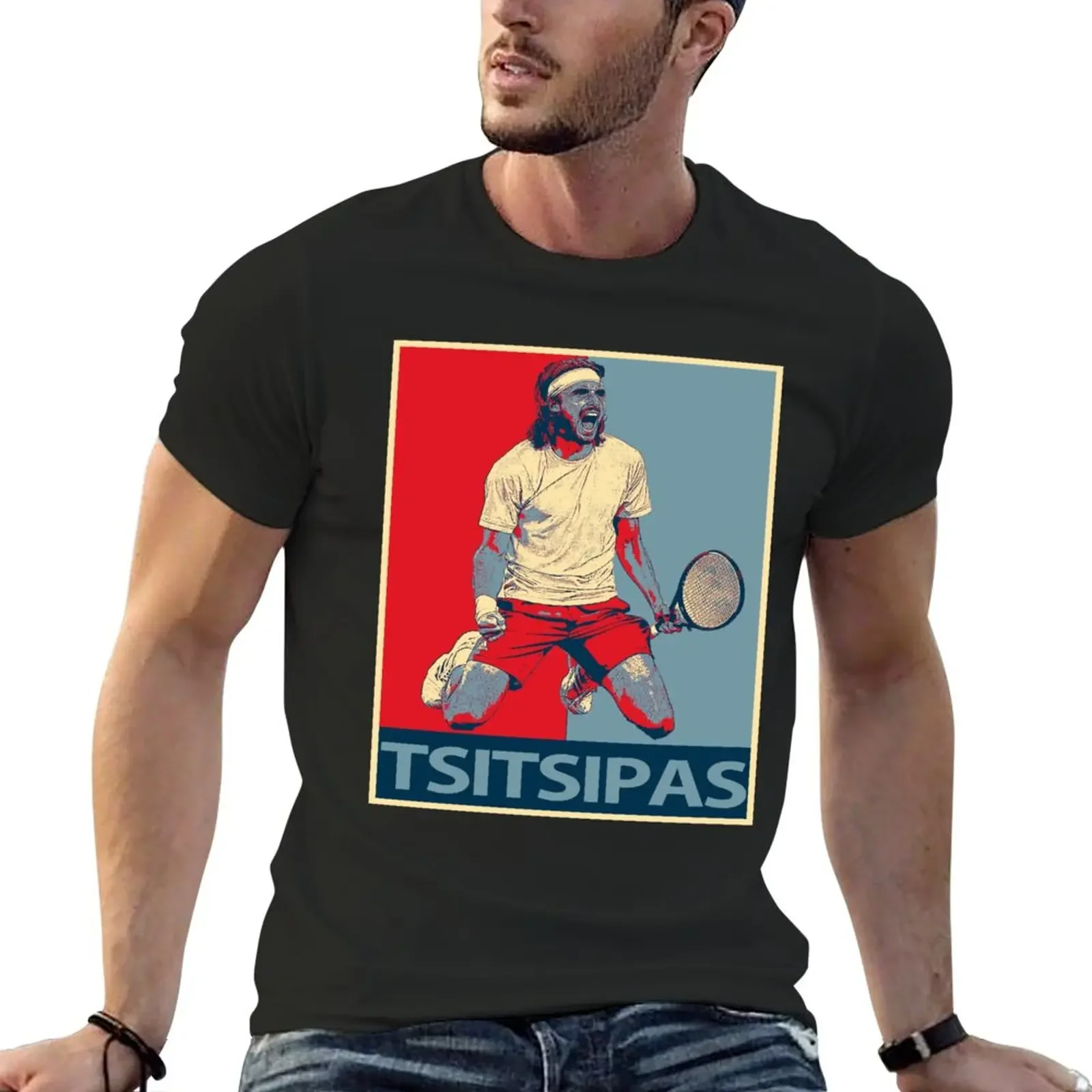 Tsitsipas graphic T-Shirt summer clothes sweat oversized shirt Tee customs men clothing harajuku new in tops tees streetwear2024