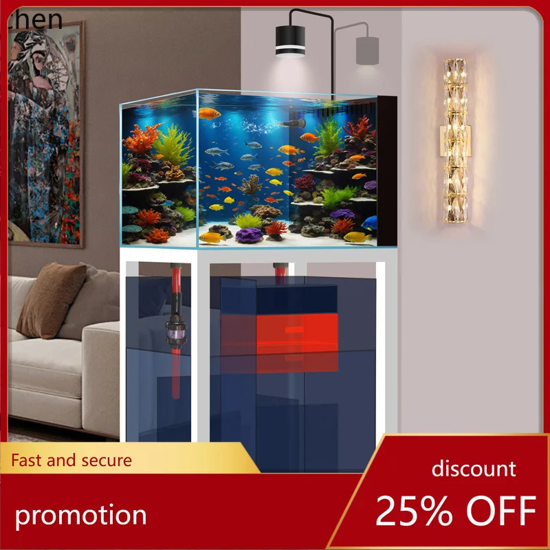 

YFY аквариум морской аквариум нижний фильтр гостиная ультра прозрачное стекло коралловый пейзажный резервуар