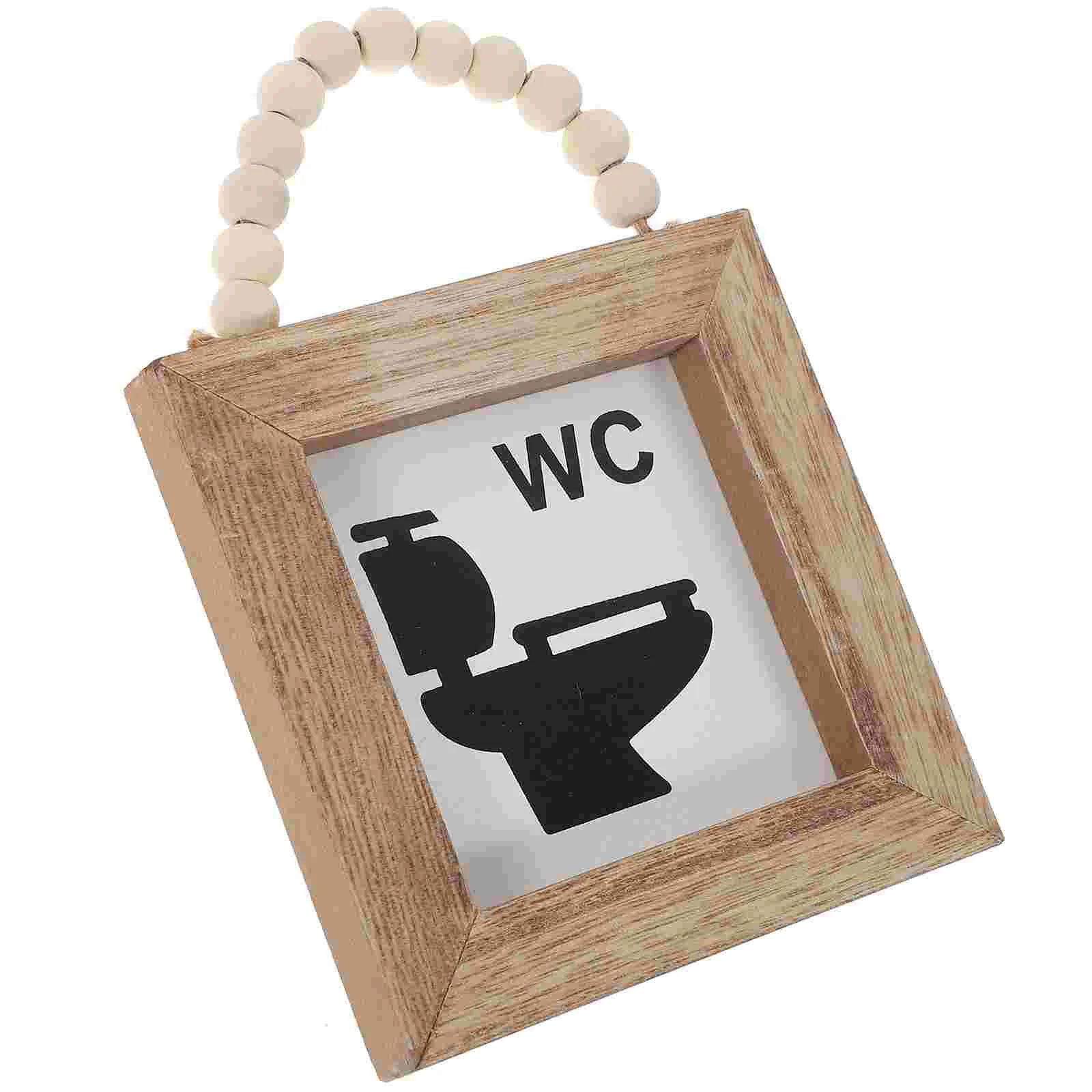 Toilet Wooden Sign Bathroom Wall Decor Decoration of The Lid Ornament Hanging Board Locket Pendant Home Doorplate