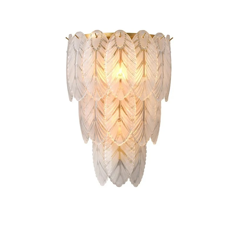 

Modern light luxury bedroom living room background wall feather luminous objects