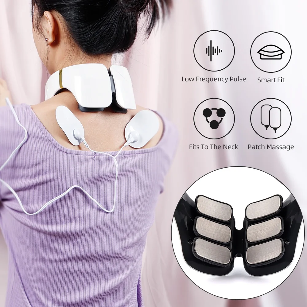 6 Heads Smart Pulse Neck Massager TENS Heating Back Cervical Vertebra Physiotherapy Muscle Relaxation Health Care Machine