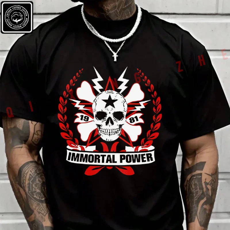 

Skull Gothic Motorcycle T-Shirt Cotton Fans Men New Fashion Summer Short Sleeve Printing O-Neck T Shirt