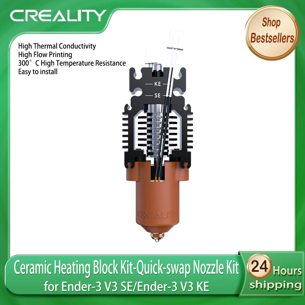 

Creality Ender-3 V3 SE/KE Ceramic Heating Block Kit with Quick-Swap Nozzle 60W High Flow Printing Original 3D Printer Parts