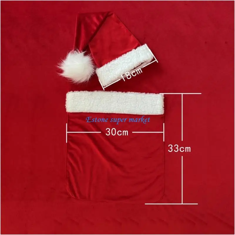 090B Costume in poliestere per cappelli da Babbo Natale e set tascabile per fotografia