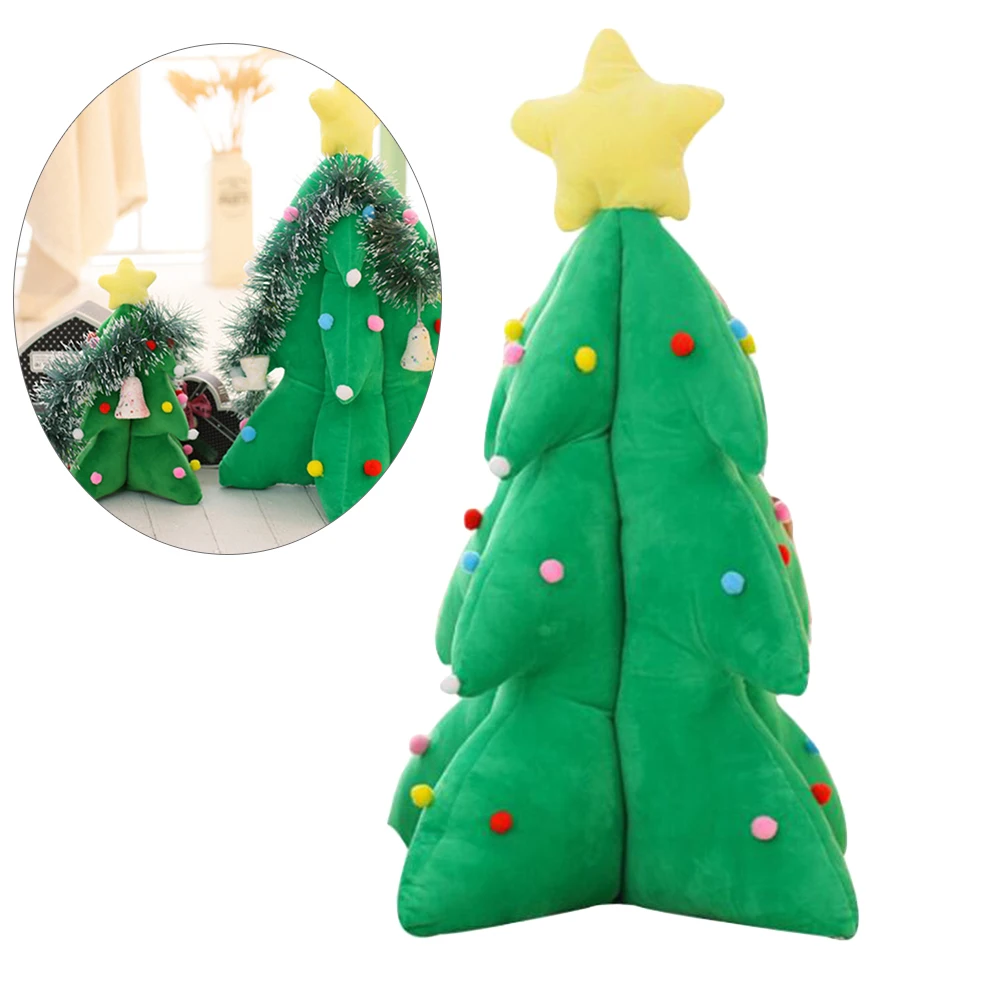 หมอนต้นคริสต์มาสเรืองแสงพร้อมเสียงเพลง พกพาสะดวก ผลิตจากผ้าฝ้าย PP คุณภาพพรีเมียม ของขวัญสำหรับตกแต่งบ้าน