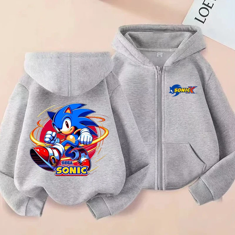

Boys Hooded Cardigan Hedgehog Sonics New Kawaii Zipper Jacket Kids Spring Autumn Hoodie Coat Long Sleeves Children Clothes Gift