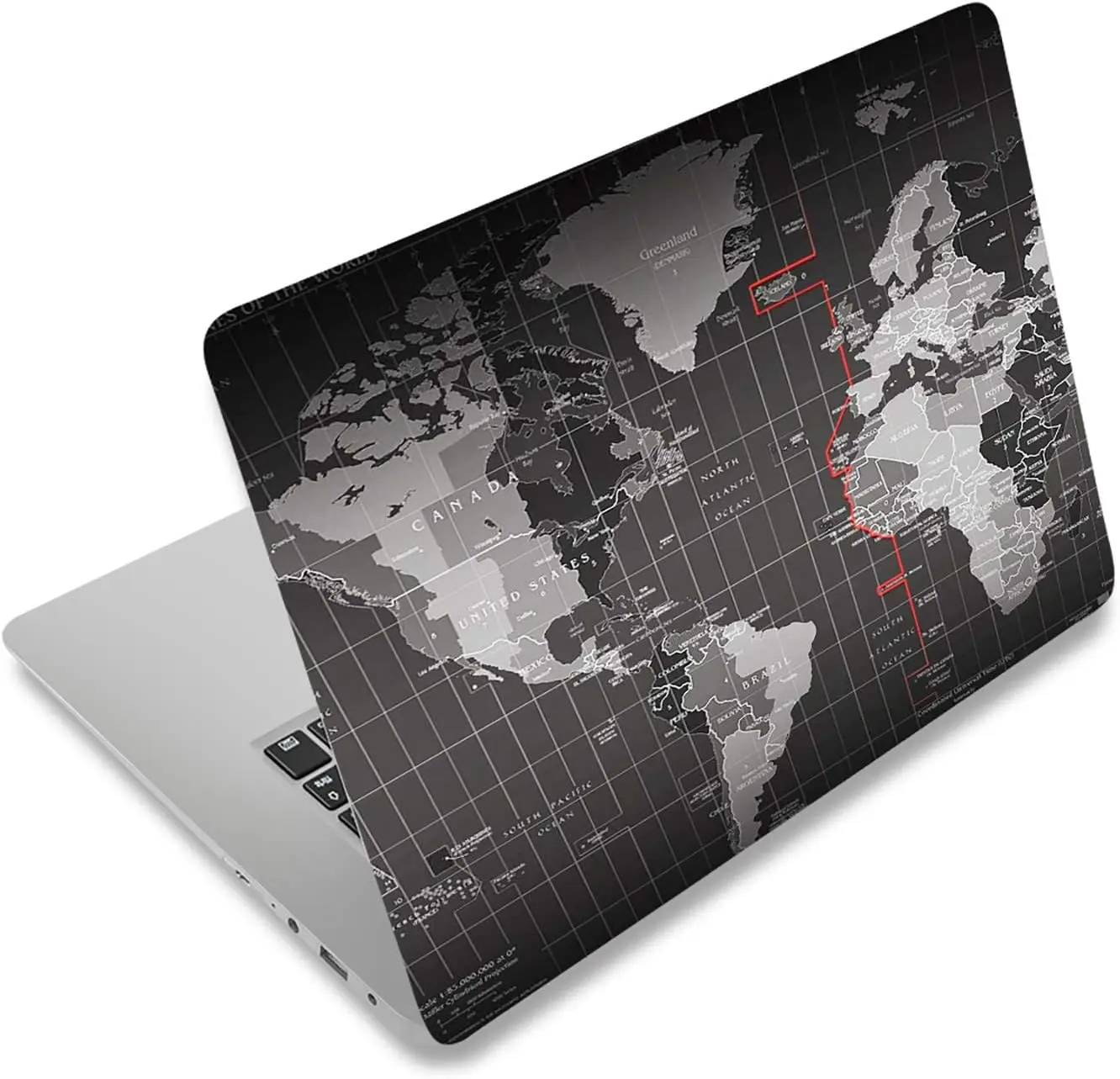 Laptop Skin Sticker Decal,16.5” 17” 17.3 inch Netbook PC Notebook  Cover Art Case Protector Personalized,World Map