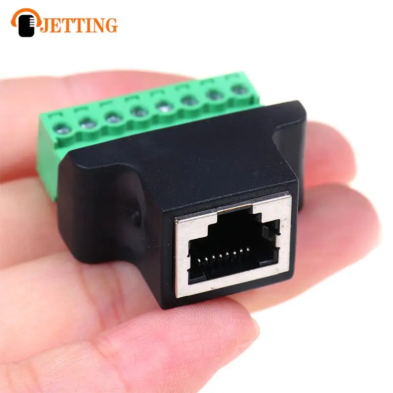 1pc RJ45 Female to Screw Terminal 8 Pin Connector Ethernet Cable Extender Adapter Computer Related Connection and Connectors