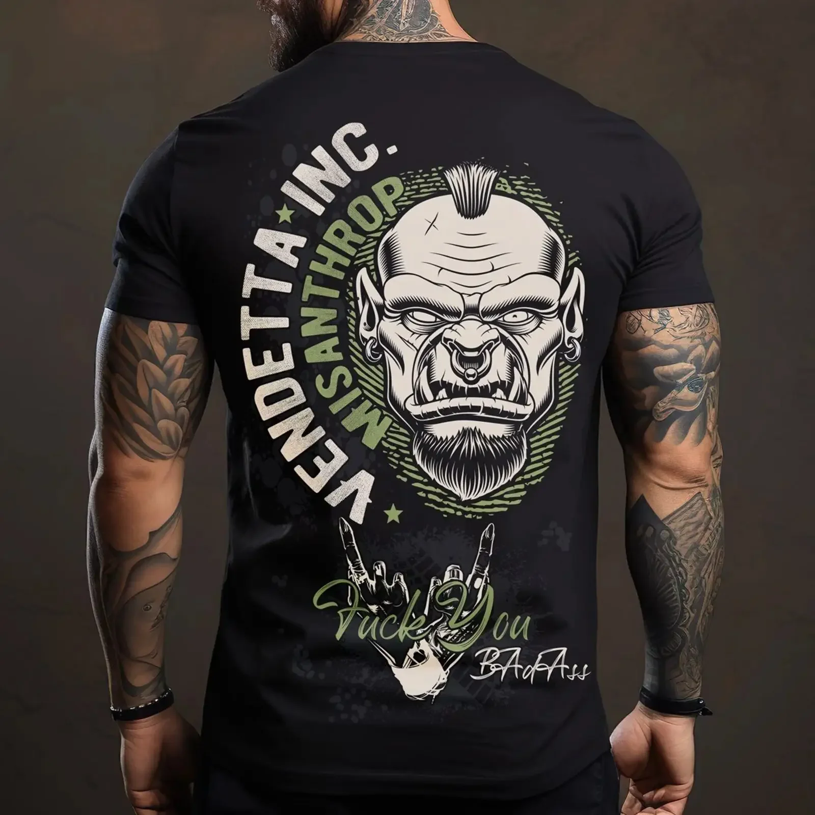 Vendetta Inc Men's T Shirt Misanthrope 1045 Black S 4XL  vintage Washed Unisex Top For Everyday Wear designer clothes graphic