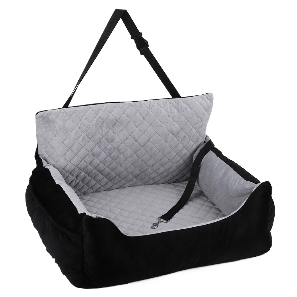 Dog Car Seat Bed with Storage Pocket Pet Car Seat Travel Bed Non-Slip Base Car SUV Seat Puppy Bed Soft Dog Car Seats Travel Bed