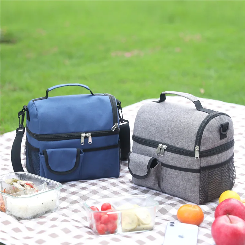 Double Layer Oxford Cloth Aluminum Foil Insulation Cooler Bags for Women and Men Travel Outdoor Picnic School Office Lunch Bags