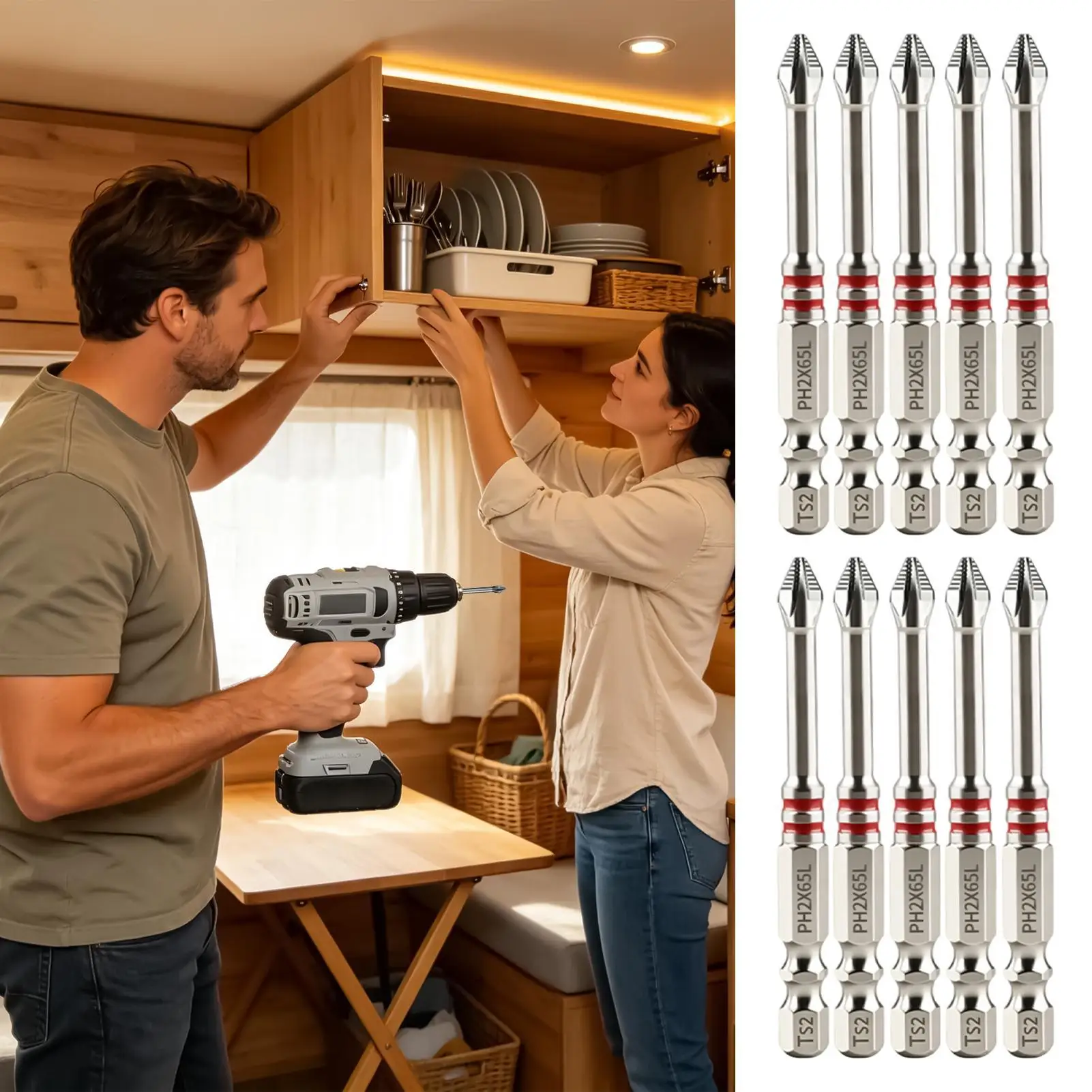 Screwdriver Bit Set 10 Pieces Magnetic Tough Professional Anti-Slip Tool Kit Magnetic Bit Set For Construction Carpentry DIY