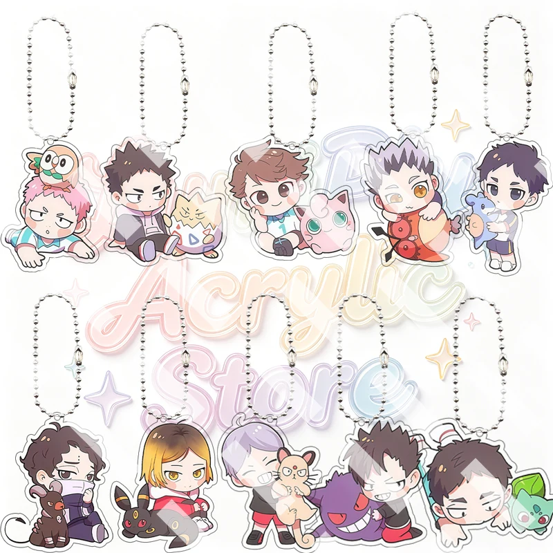 Kreativer Iwaizumi Hajime Yaku Morisuke Umbreon Togepi Kageyama Tobio Bulbasaur Cartoon Anime Acryl-Schlüsselanhänger Anhänger Auto-Schlüsselring