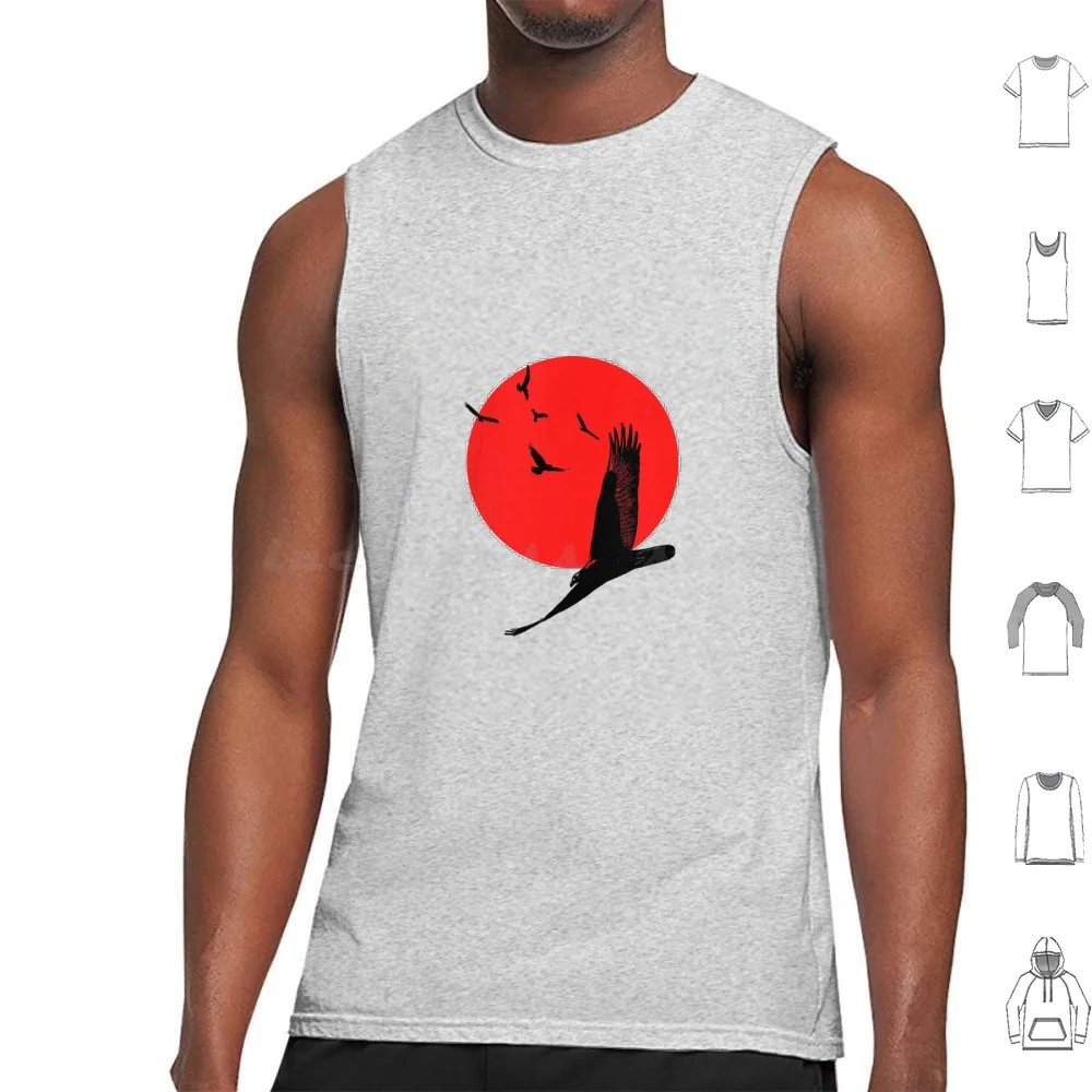 Crows Under Blood Moon Tank Tops Vest Sleeveless Crows Red Moon Crows Red Moon Crows Black Birds Ravens Red Moon And Black