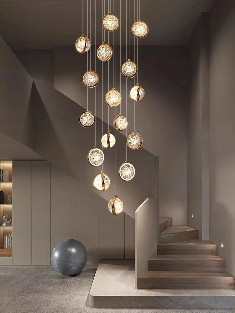 Ceiling Chandelier Modern 2023 Lamp Living Room Decor Stairs Lighting Lustre Led Chandeliers Dining luxury Duplex Loft Crystal