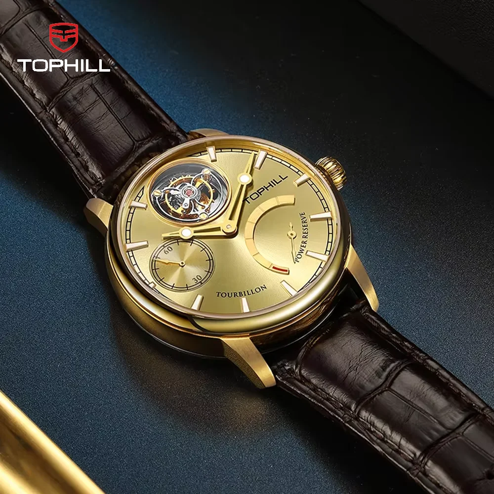 

TOPHILL Men's Dress Watch Luxury Tourbillon Automatic Mechanical Skeleton Dial 5Bar Waterproof Sapphire Crystal Watches for Men