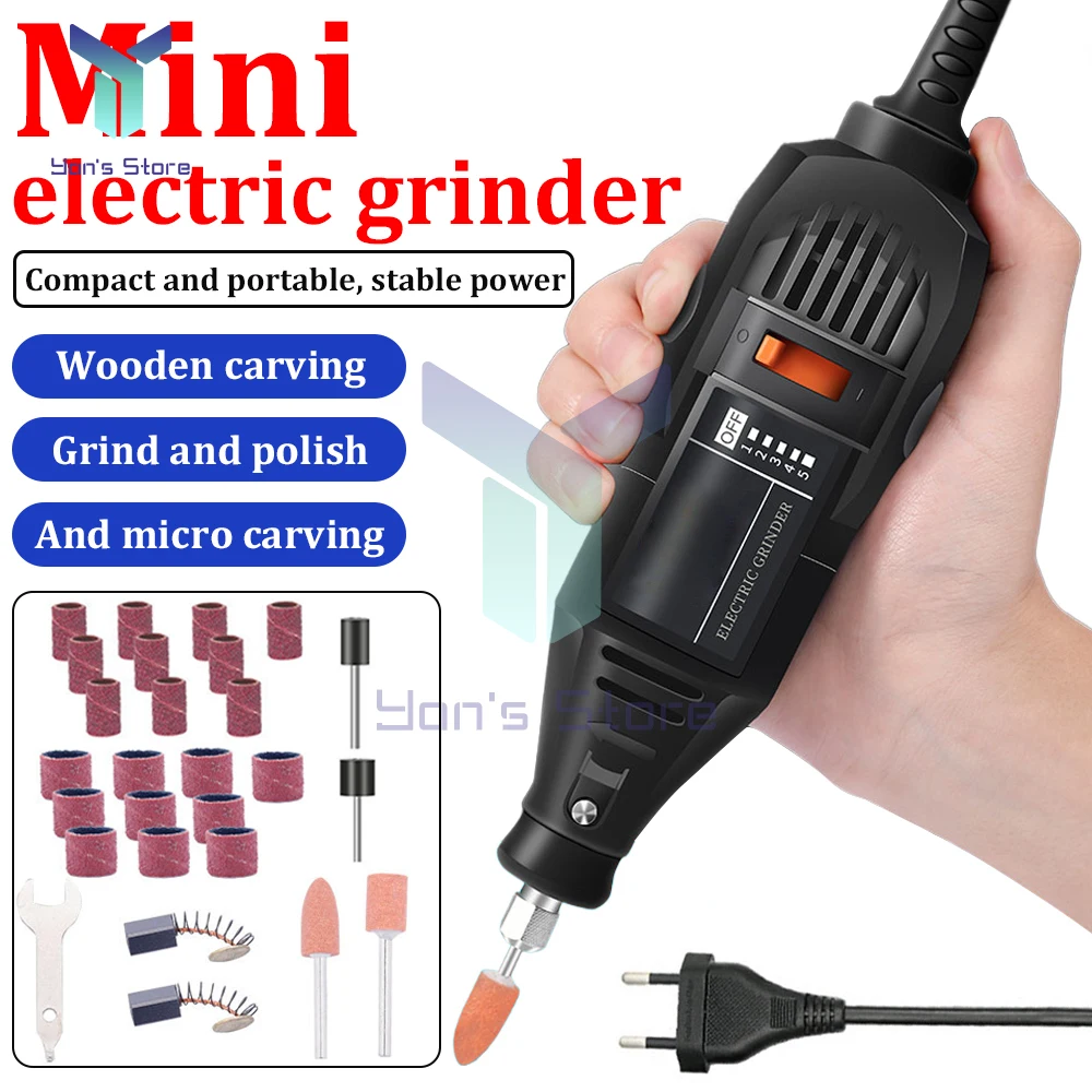 

130W Power Electric Mini Drill Engraver Rotary Tool Polishing Grinder Variable Speed Dremel Engraving Pen with Accessories