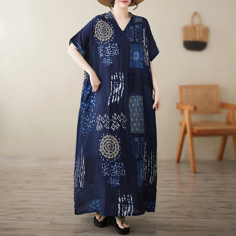 

Низкая цена Этнический Sle V-Ne ort Sve Свободная утягивающая юбка с принтом Dr Batwing Sve Удобная юбка из смеси хлопка и льна...