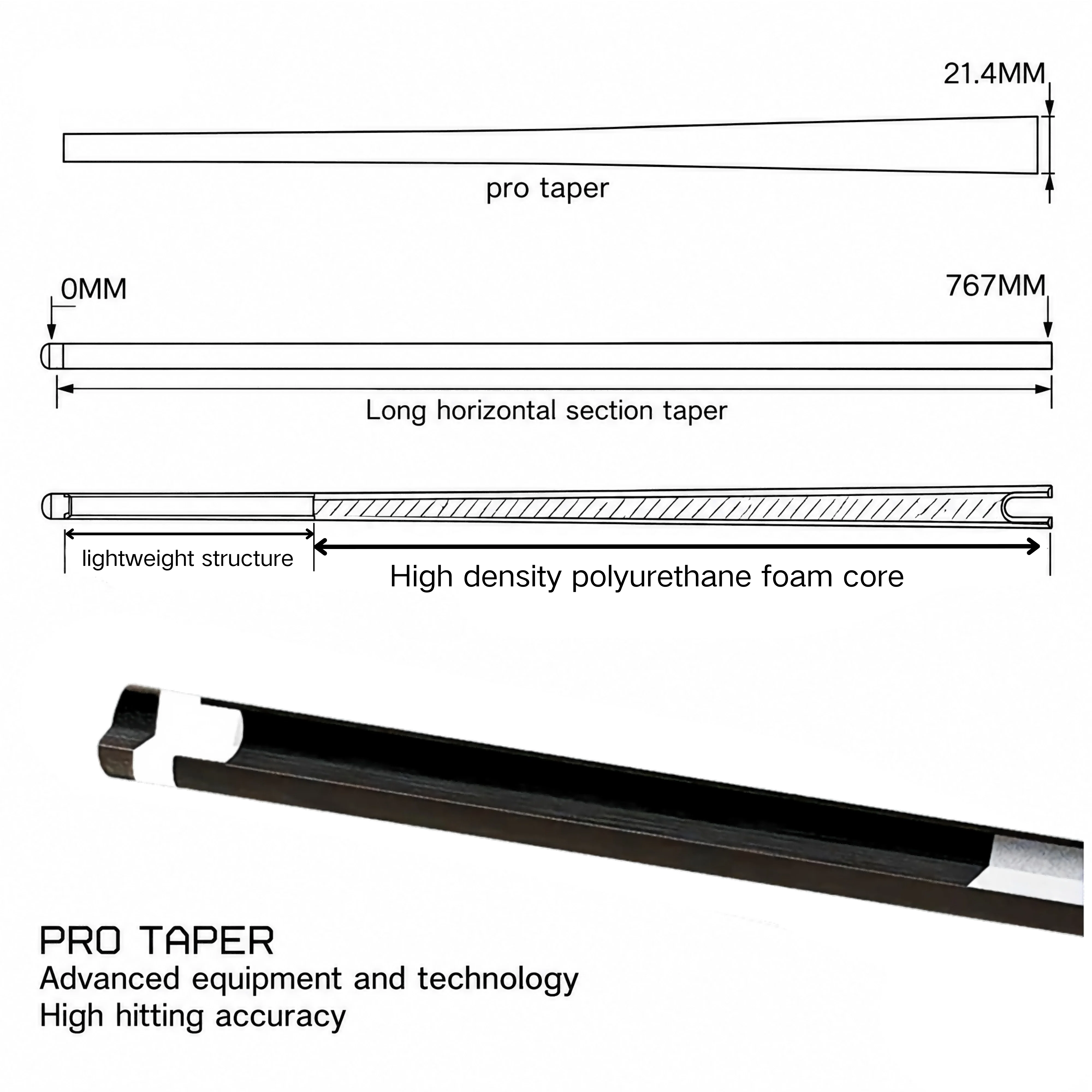 Carbon Fiber Pool Cue Shaft 11.8mm Tip 3/8-8 Radial Pin Joint Pro Taper High Stiffness Lightweight for 8/9 Ball Billiard