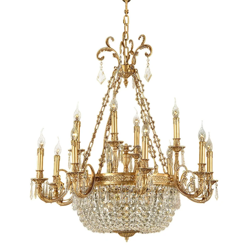 

French court chandelier crystal romantic copper lamp living room dining room