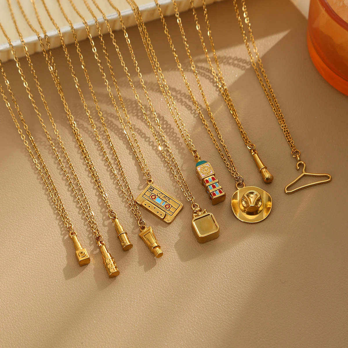SOVOB Cute Fun Mini Lipstick Pendant Necklaces For Women's Daily Minimalist Choker Necklace Woman's Jewelry Holiday Accessories