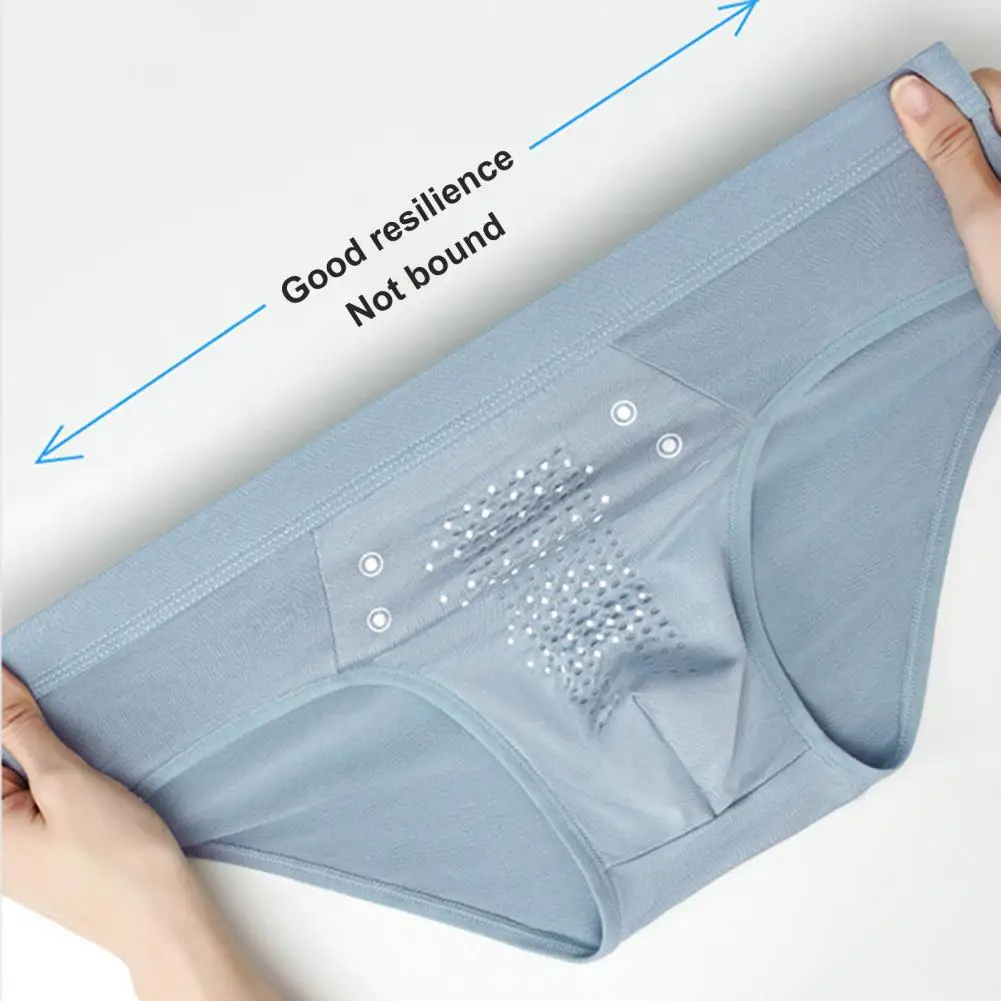 Protective Briefs Solid Color Plus Size Particle Massage Male Underpants Men Clothes Summer Cooling Seamless Breathable Bikini